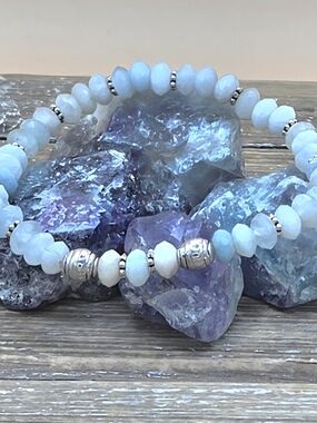 Aquamarine and Sterling Silver Beaded Bracelet